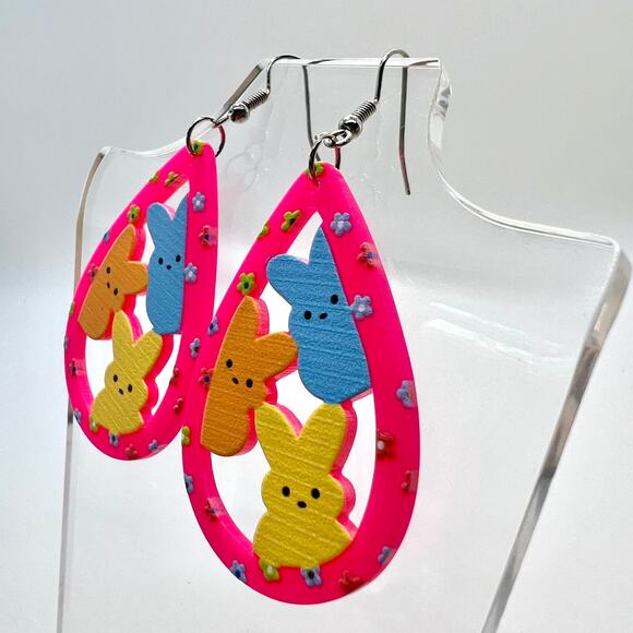 Peeps Earrings - Easter Earrings - Bunny Earrings - Rabbit Earrings - Spring Ear - Picture 5 of 8